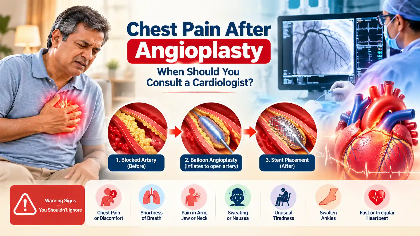 Chest Pain After Angioplasty: When Should You Consult a Cardiologist?